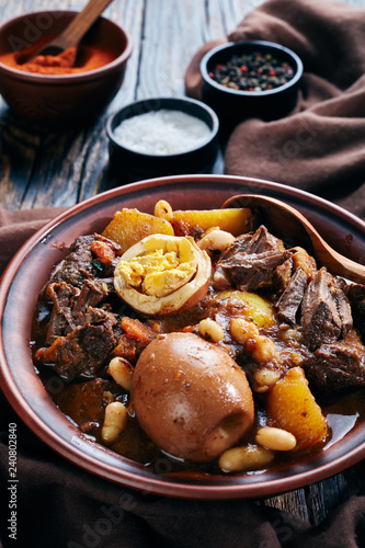 Jewish Cholent Hamin in a clay bowl photo