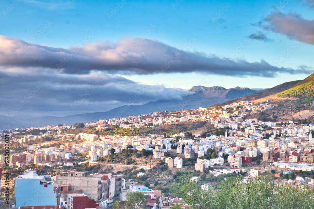 Panoramic view of Chefchaouen, (or Chaouen), Morocco