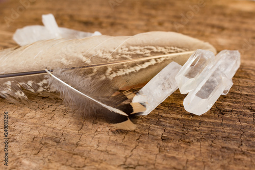 Quartz Crystals with Feathers