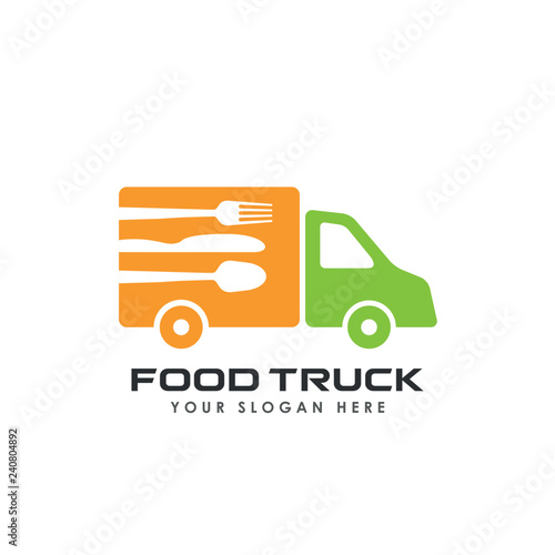 food truck logo design template. restaurant icon sign design