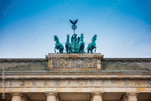 The Brandenburg Gate viewed from the Pariser Platz on the East side in a cold end of winter day