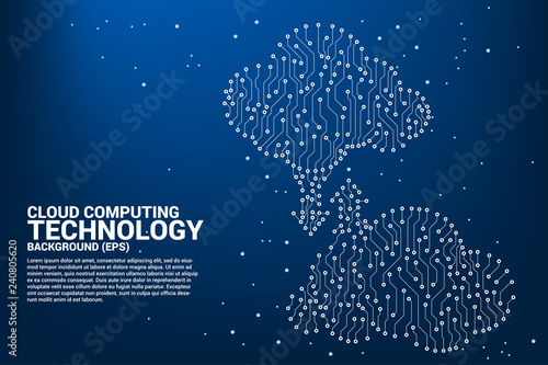 Cloud computing network technology circuit board graphic style : Concept of cloud server, Storage and data