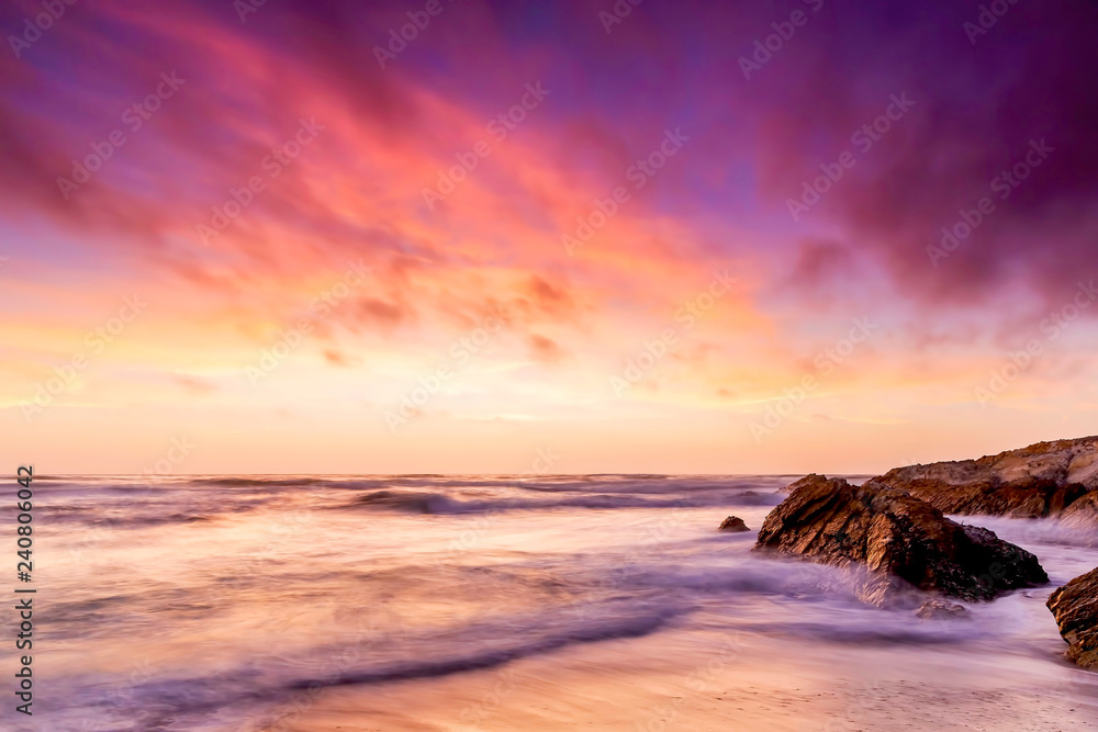 Pink and purple Sunset at Beach Pink and purple Sunset at Beach
