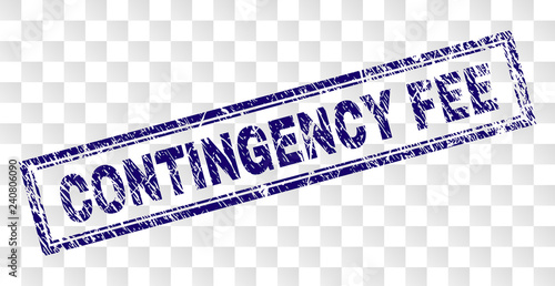 CONTINGENCY FEE stamp seal print with dirty style and double framed rectangle shape. Stamp is placed on a transparent background.