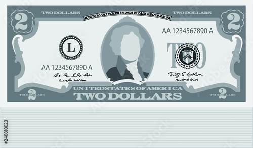 Monochrome Bunch of 2 US dollar banknote