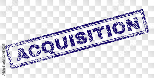 ACQUISITION stamp seal watermark with rubber print style and double framed rectangle shape. Stamp is placed on a transparent background.