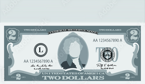 Monochrome Bunch of 2 US dollar banknote