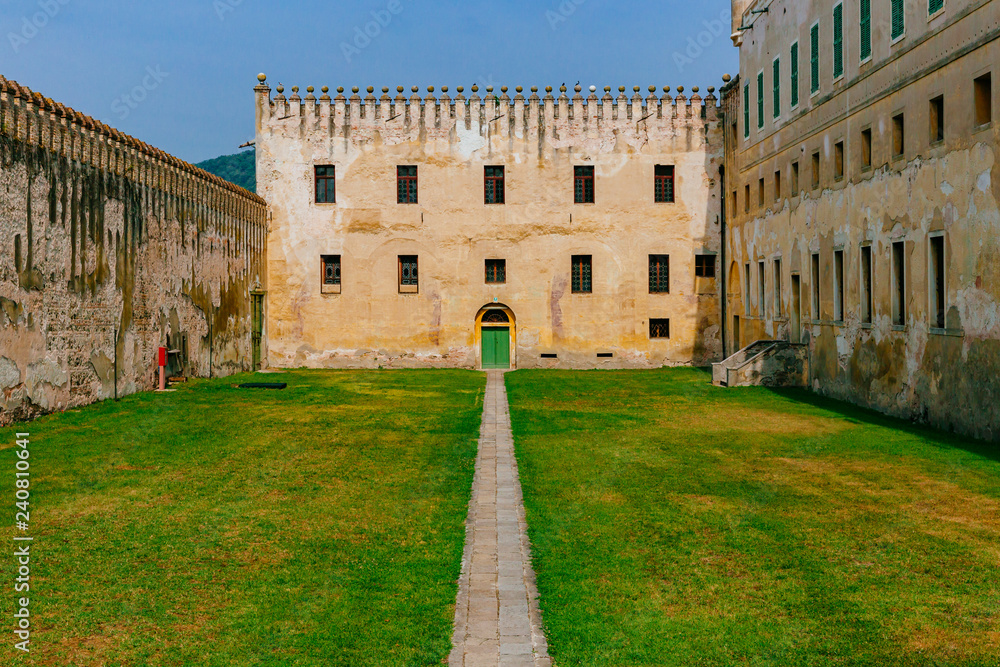Courtyard of Castello del Catajo, a Venetian patrician house, near Padua, Italy