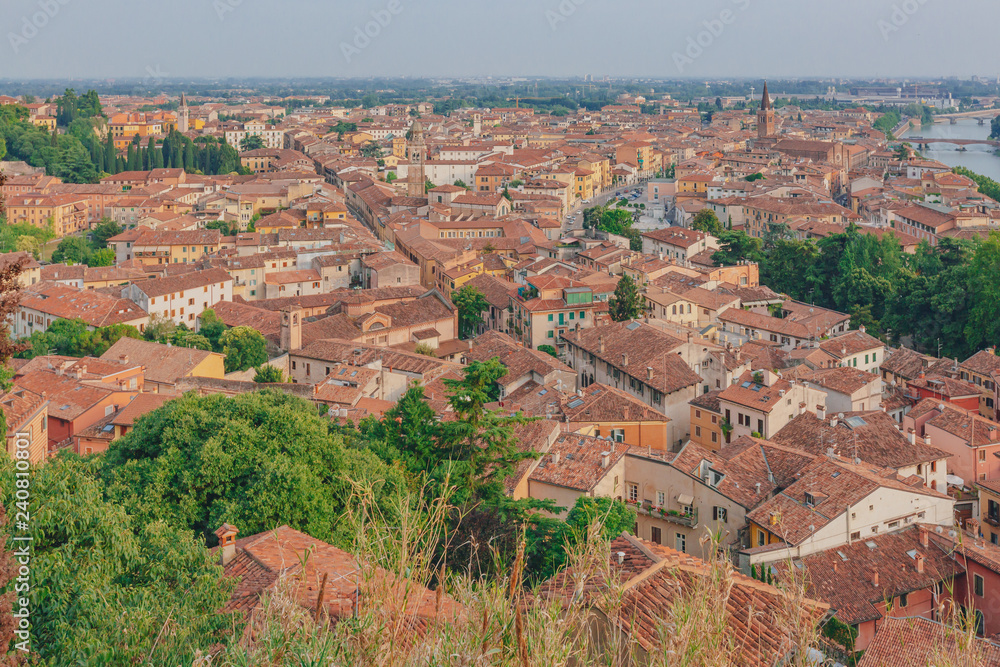 View of houses and architecture of the historical center of Verona, Italy