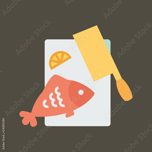 Silhouette icon butchering of fish