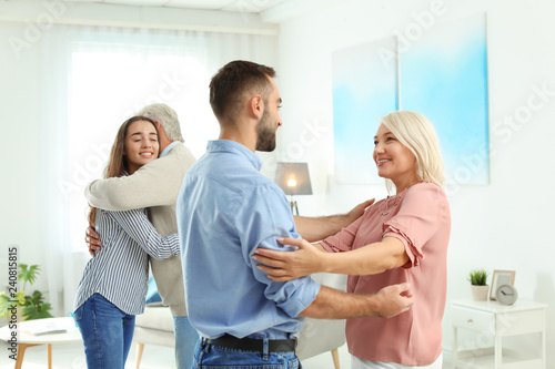 Happy family at home. Reunion of generations