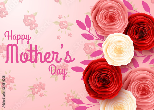 Happy Mother's Day with flowers background © ekyaky