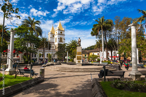 Libertador Simón Bolívar Park, has the church Catedral San Pedro de Guaranda and the monument to the Liberator, in the center of the city of Guaranda capital of the province of Bolivar, Ecuador