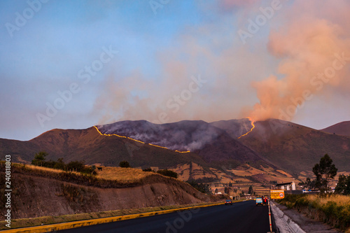 Forest fire on Ecuadorian Andes