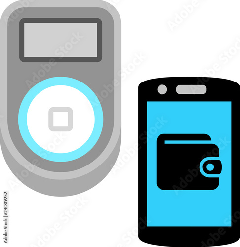 電子マネー機能付きスマートフォンと支払い端末