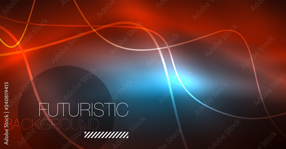Neon lines wave background. Abstract composition