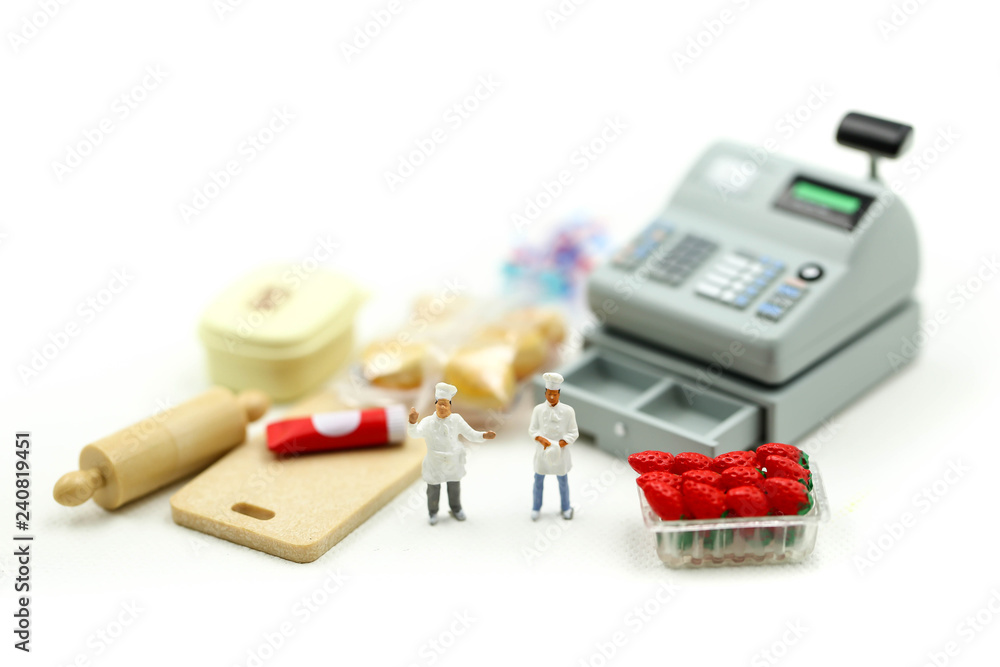 Miniature people : Chef with market,cooking concept. Miniature people : Chef with market,cooking concept.