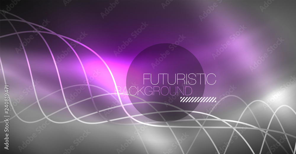 Neon lines wave background. Abstract composition Neon lines wave background. Abstract composition