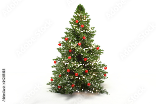Christmas tree fir with baubles 3d-illustration