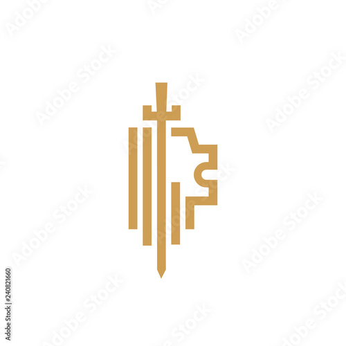 lion and sword logo. Vector design