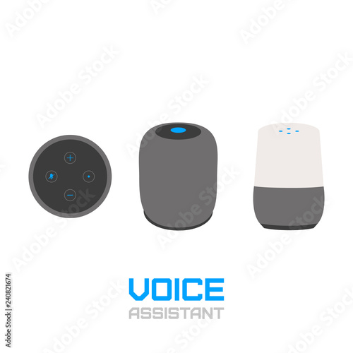 Smart speaker. Voice assistant and voice command device icon
