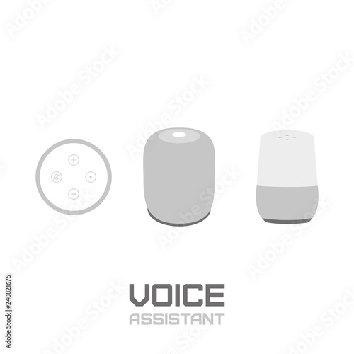 Smart speaker. Voice assistant and voice command device icon