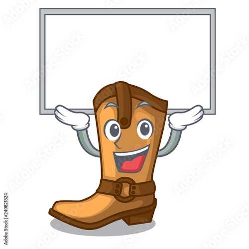 Up board cowboy boots in the shape cartoon