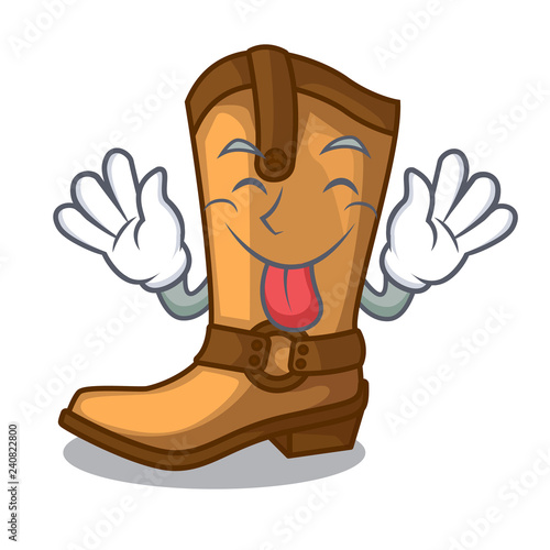 Tongue out leather cowboy boots shape cartoon funny