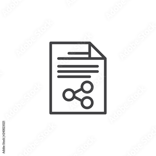 Document file sharing outline icon. linear style sign for mobile concept and web design. Share file simple line vector icon. Symbol, logo illustration. Pixel perfect vector graphics