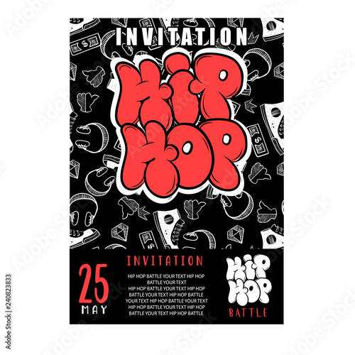 Rap battle, concert hip-hop music. Vector template design, flyer, poster, brochure, cover book, page