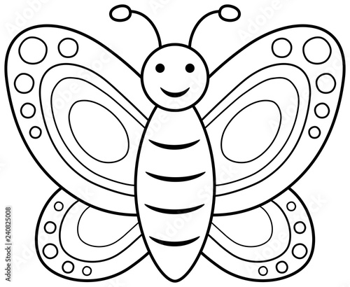 Smiling butterfly coloring book.