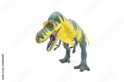 Plastic Yellow Blue Tyrannosaurus Rex Dinosaur Toy  Front 2 