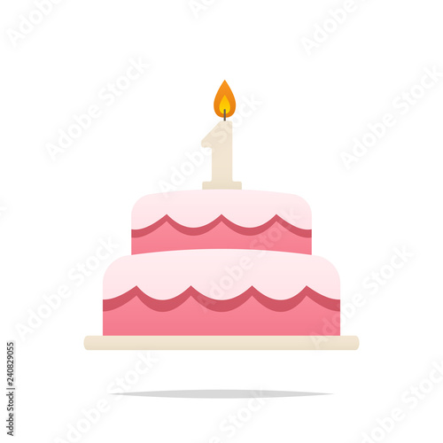 First anniversary or birthday cake vector isolated