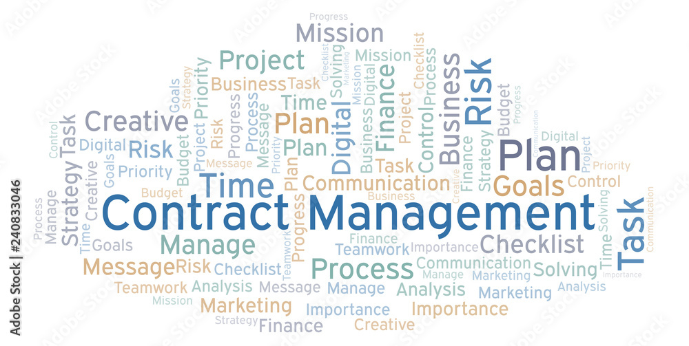 Obraz premium Contract Management word cloud, made with text only.