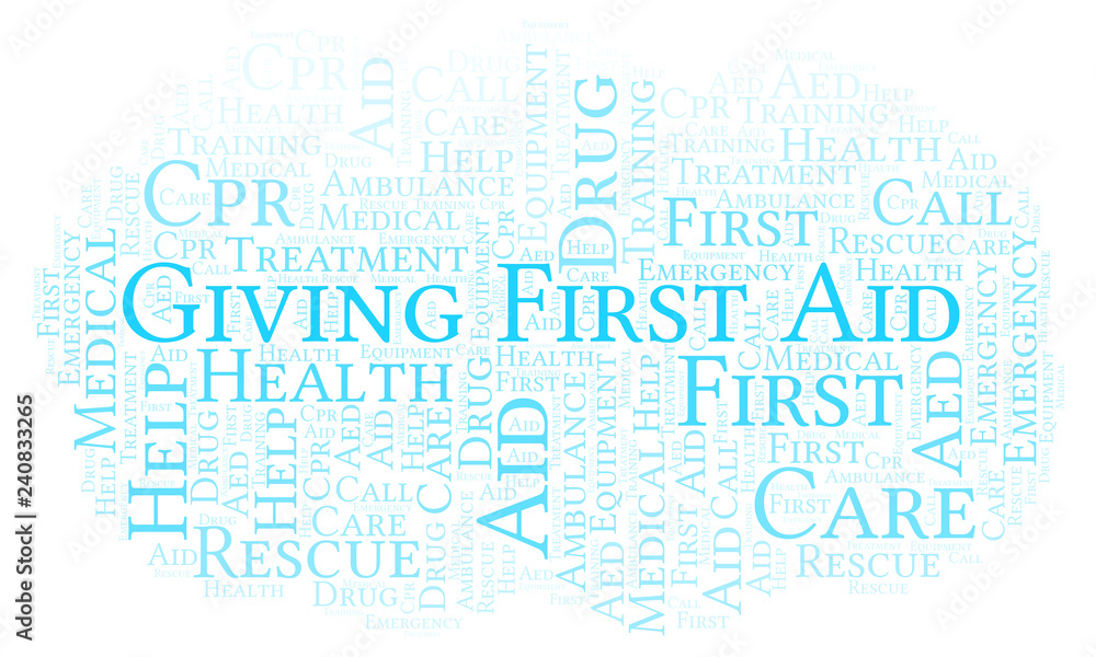 Giving First Aid word cloud, made with text only. Giving First Aid word cloud, made with text only.