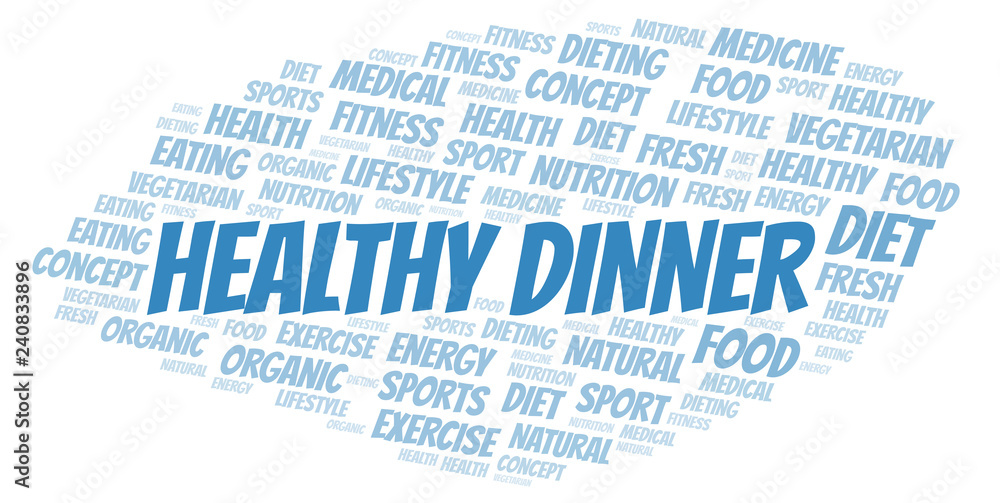 Healthy Dinner word cloud. Healthy Dinner word cloud.