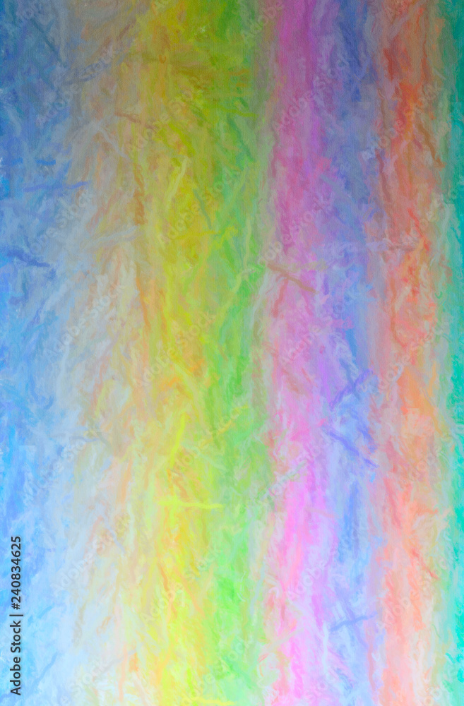 Illustration of abstract Orange, Yellow, Green, Purple Long Brush Strokes Pastel Vertical background.