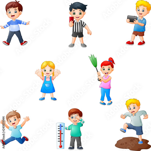 Cartoon kids collection with different activity