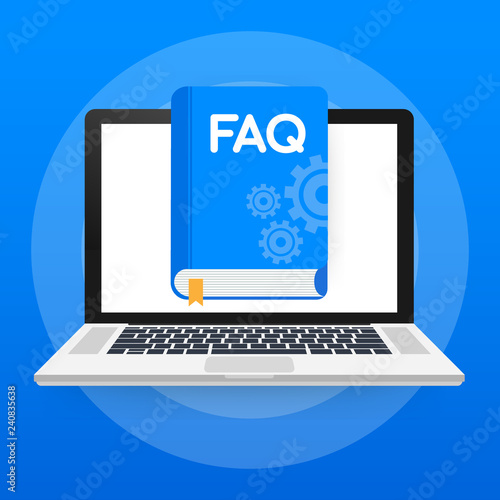 Concept FAQ book for web page, banner, social media. Vector illustration