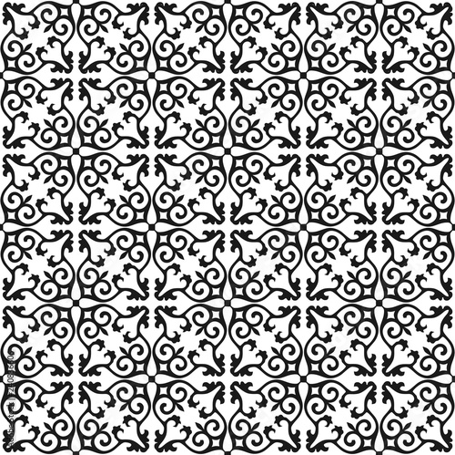 Kazakh national traditional ornament. Black and white vector pattern.