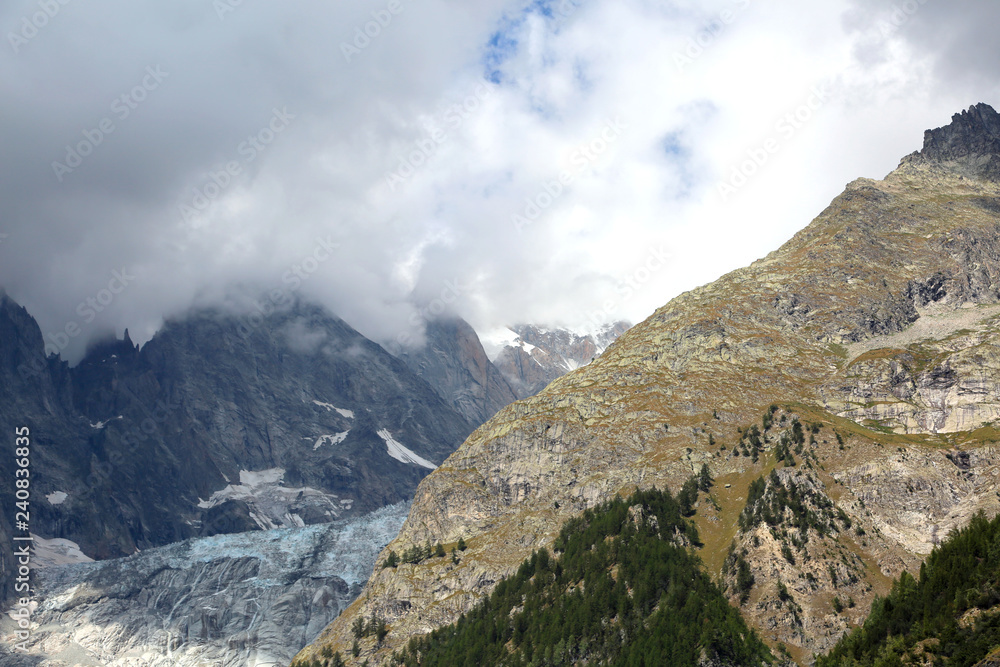 European Alps in the border with France and Italy and the white