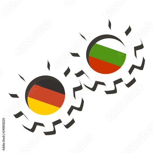 Partnership concept. Bulgaria and Germany association. Gears textured by flag