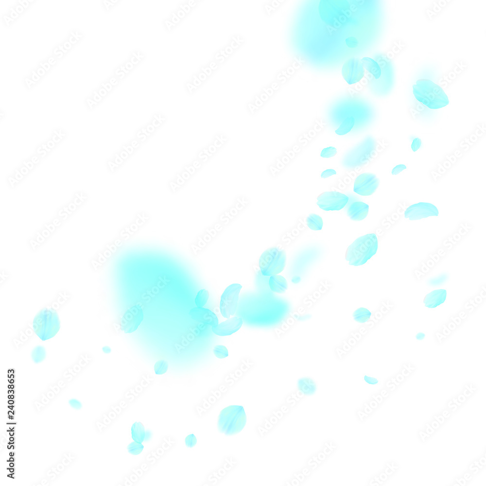 Turquoise flower petals falling down. Noteworthy r Turquoise flower petals falling down. Noteworthy r