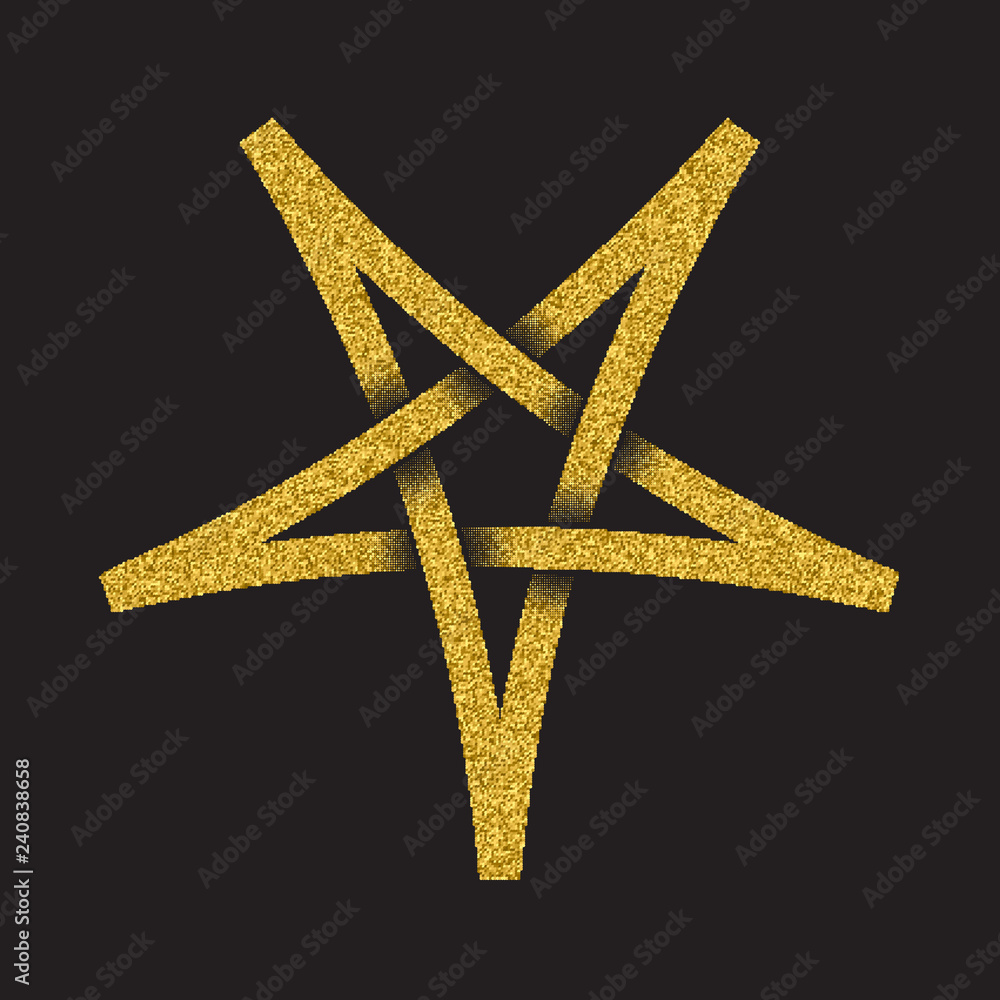 Golden glittering logo symbol in Celtic style on black background