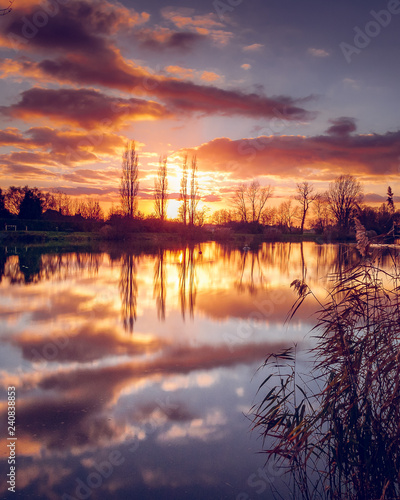 sunset over lake