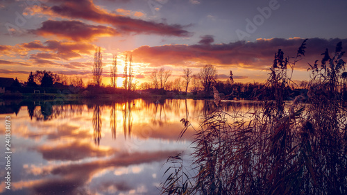 sunset over lake