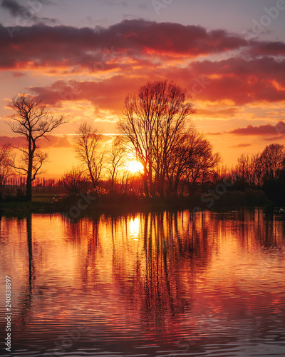 sunset over lake