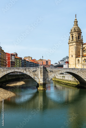 Church and bridge of San Anton, Bilbao, Spain