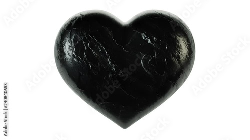 The red heart turns to black. 3D rendering.