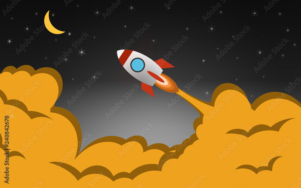 New business or project start up design with rocket New business or project start up design with rocket